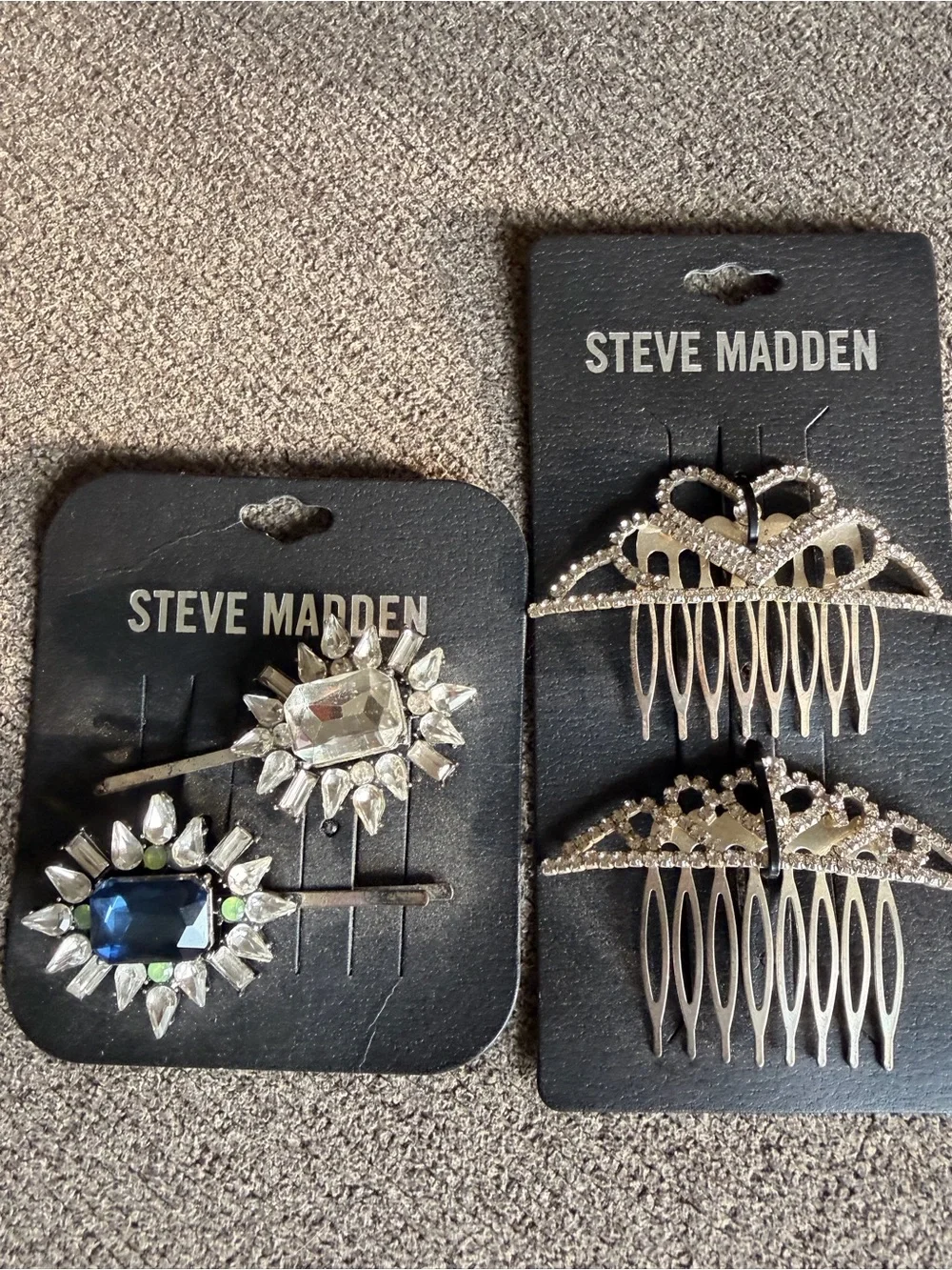 Steve Madden Silver-Tone Rhinestone Hair Comb & Jeweled Pins Set